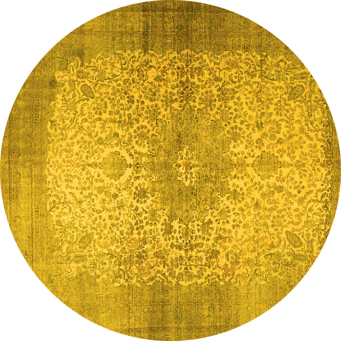 Round Medallion Yellow Traditional Rug, tr1834yw