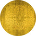 Round Medallion Yellow Traditional Rug, tr1834yw