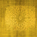 Square Machine Washable Medallion Yellow Traditional Rug, wshtr1834yw