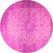 Round Medallion Pink Traditional Rug, tr1834pnk