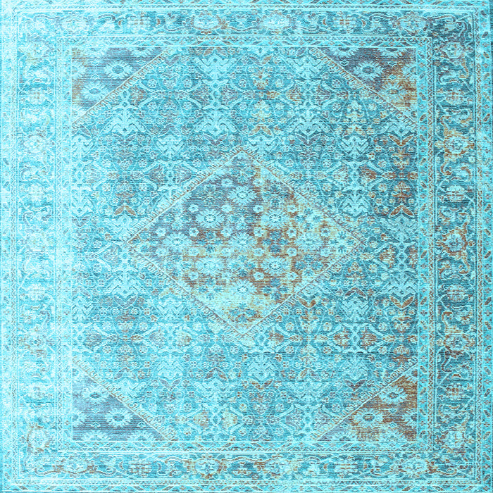Square Machine Washable Persian Light Blue Traditional Rug, wshtr1835lblu