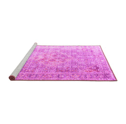 Sideview of Machine Washable Persian Pink Traditional Rug, wshtr1835pnk