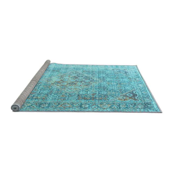 Sideview of Machine Washable Persian Light Blue Traditional Rug, wshtr1835lblu