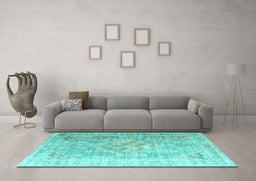 Machine Washable Persian Turquoise Traditional Area Rugs in a Living Room,, wshtr1835turq