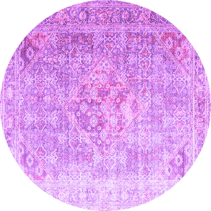 Round Persian Purple Traditional Rug, tr1835pur