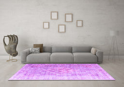 Machine Washable Persian Purple Traditional Area Rugs in a Living Room, wshtr1835pur