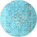 Round Persian Light Blue Traditional Rug, tr1835lblu