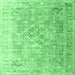Square Machine Washable Persian Emerald Green Traditional Area Rugs, wshtr1835emgrn