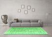 Machine Washable Persian Emerald Green Traditional Area Rugs in a Living Room,, wshtr1835emgrn