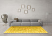 Machine Washable Persian Yellow Traditional Rug in a Living Room, wshtr1835yw