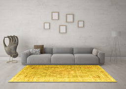 Machine Washable Persian Yellow Traditional Rug in a Living Room, wshtr1835yw
