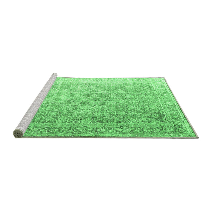 Sideview of Machine Washable Persian Emerald Green Traditional Area Rugs, wshtr1835emgrn