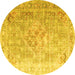 Round Persian Yellow Traditional Rug, tr1835yw