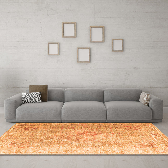 Machine Washable Persian Orange Traditional Area Rugs in a Living Room, wshtr1835org