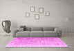 Machine Washable Persian Pink Traditional Rug in a Living Room, wshtr1835pnk