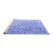 Sideview of Machine Washable Persian Blue Traditional Rug, wshtr1835blu