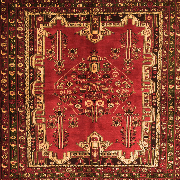 Round Machine Washable Persian Orange Traditional Area Rugs, wshtr1836org