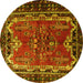 Round Machine Washable Persian Yellow Traditional Rug, wshtr1836yw