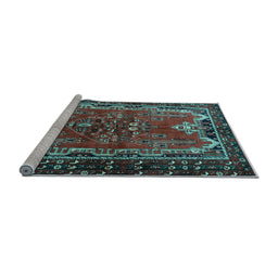 Sideview of Machine Washable Persian Light Blue Traditional Rug, wshtr1836lblu