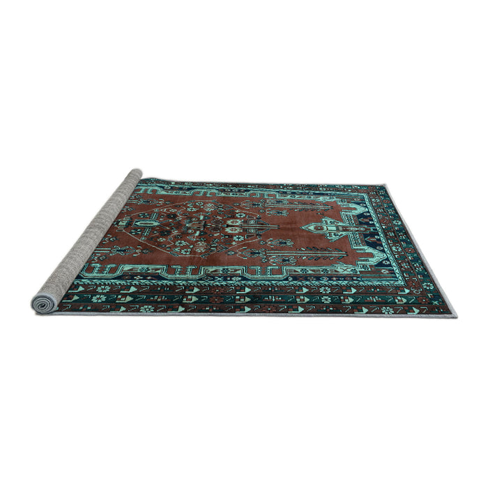 Sideview of Machine Washable Persian Light Blue Traditional Rug, wshtr1836lblu