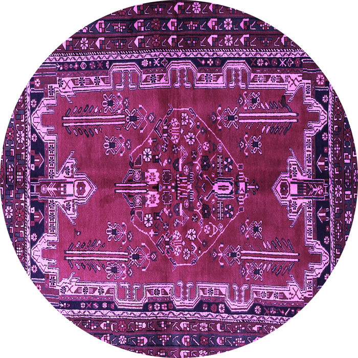 Round Machine Washable Persian Purple Traditional Area Rugs, wshtr1836pur