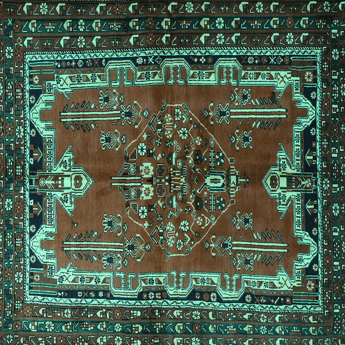 Square Persian Turquoise Traditional Rug, tr1836turq