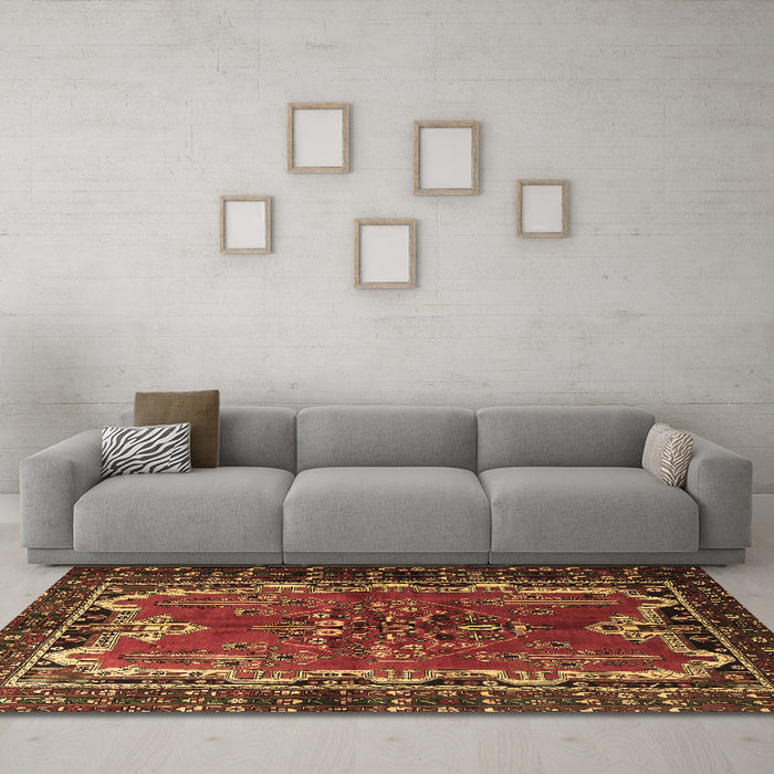 Machine Washable Persian Brown Traditional Rug in a Living Room,, wshtr1836brn