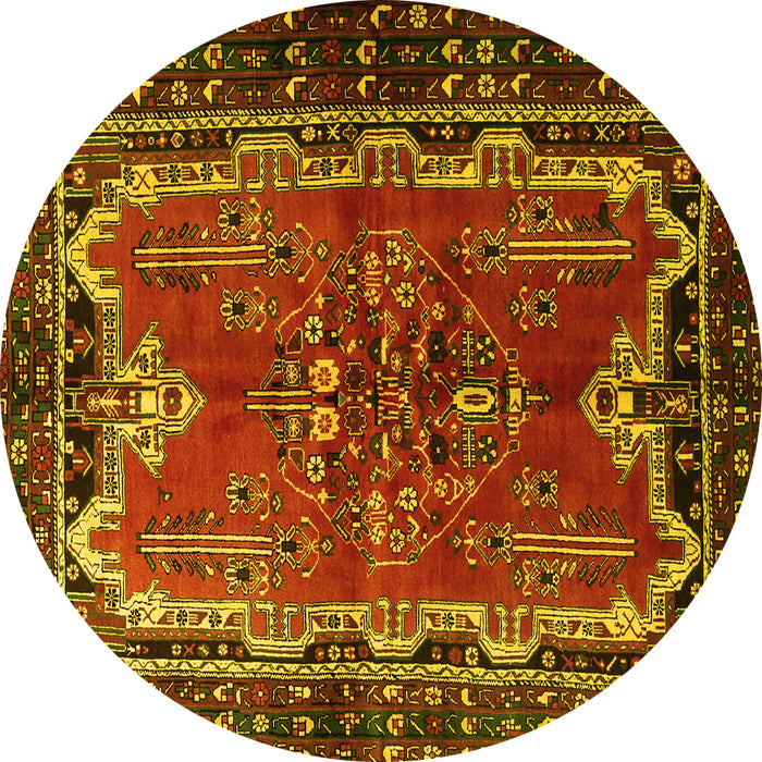 Round Persian Yellow Traditional Rug, tr1836yw