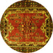 Round Persian Yellow Traditional Rug, tr1836yw