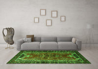 Machine Washable Persian Green Traditional Rug, wshtr1836grn