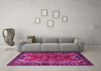 Machine Washable Persian Pink Traditional Rug, wshtr1836pnk