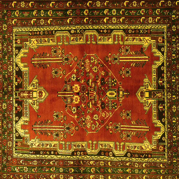 Square Machine Washable Persian Yellow Traditional Rug, wshtr1836yw