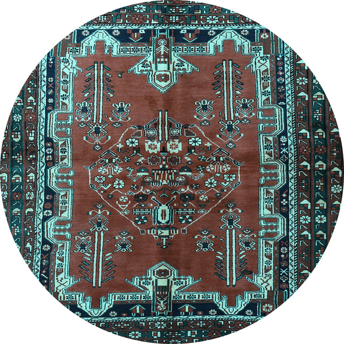 Round Machine Washable Persian Light Blue Traditional Rug, wshtr1836lblu