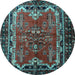 Round Machine Washable Persian Light Blue Traditional Rug, wshtr1836lblu