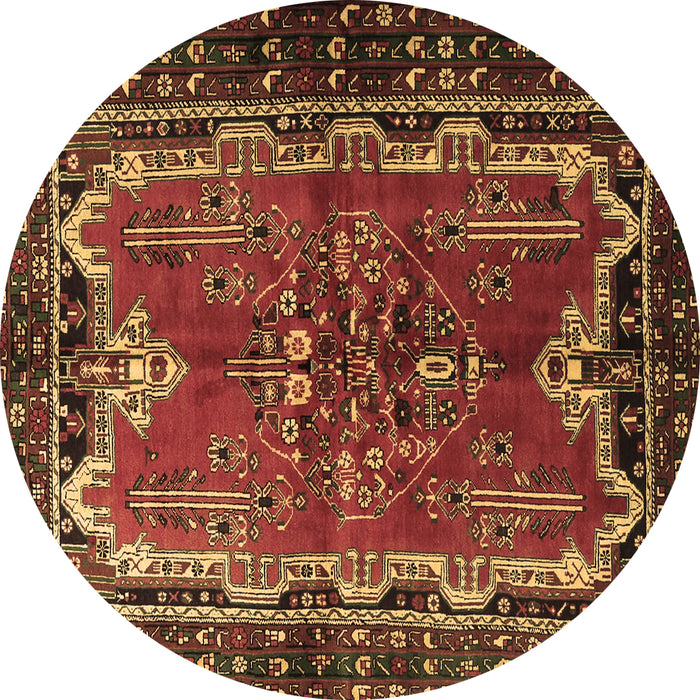 Round Persian Brown Traditional Rug, tr1836brn