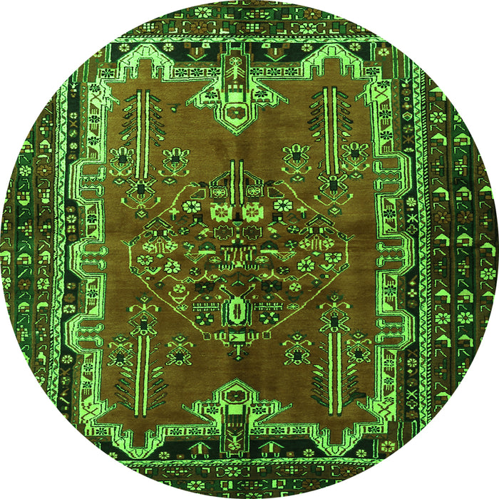 Square Persian Green Traditional Rug, tr1836grn