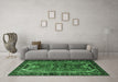 Machine Washable Persian Emerald Green Traditional Area Rugs in a Living Room,, wshtr1836emgrn