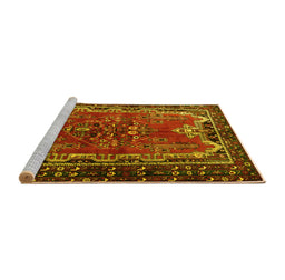 Sideview of Machine Washable Persian Yellow Traditional Rug, wshtr1836yw