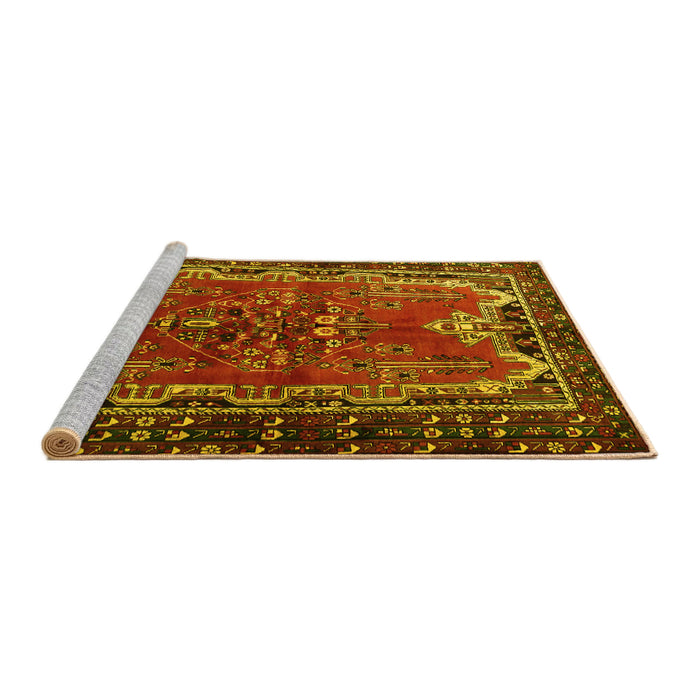 Sideview of Machine Washable Persian Yellow Traditional Rug, wshtr1836yw