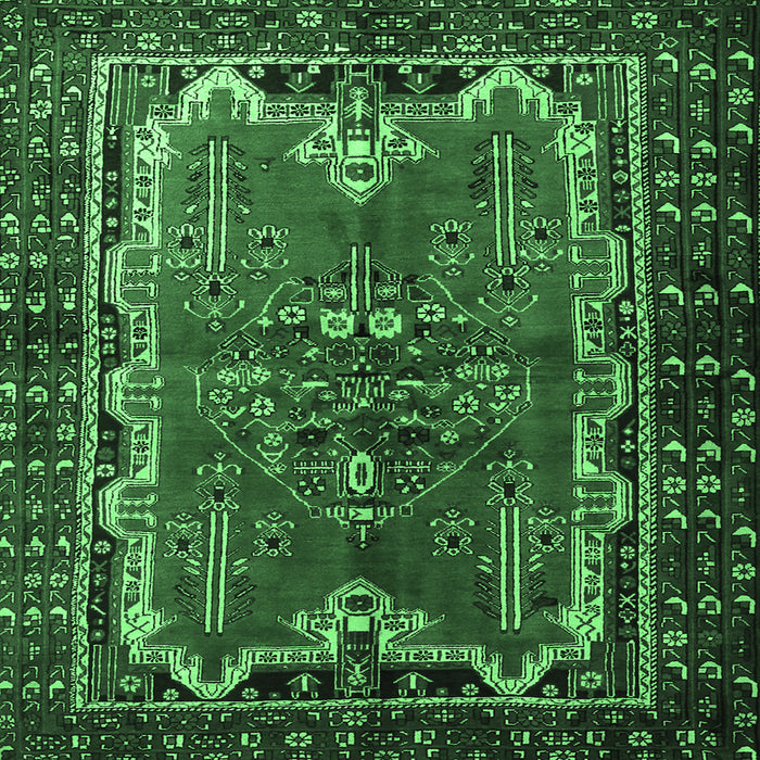 Square Machine Washable Persian Emerald Green Traditional Area Rugs, wshtr1836emgrn