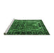 Sideview of Machine Washable Persian Emerald Green Traditional Area Rugs, wshtr1836emgrn