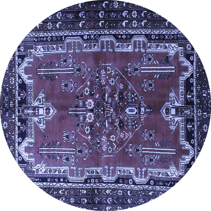 Round Persian Blue Traditional Rug, tr1836blu