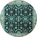 Round Machine Washable Persian Light Blue Traditional Rug, wshtr1837lblu