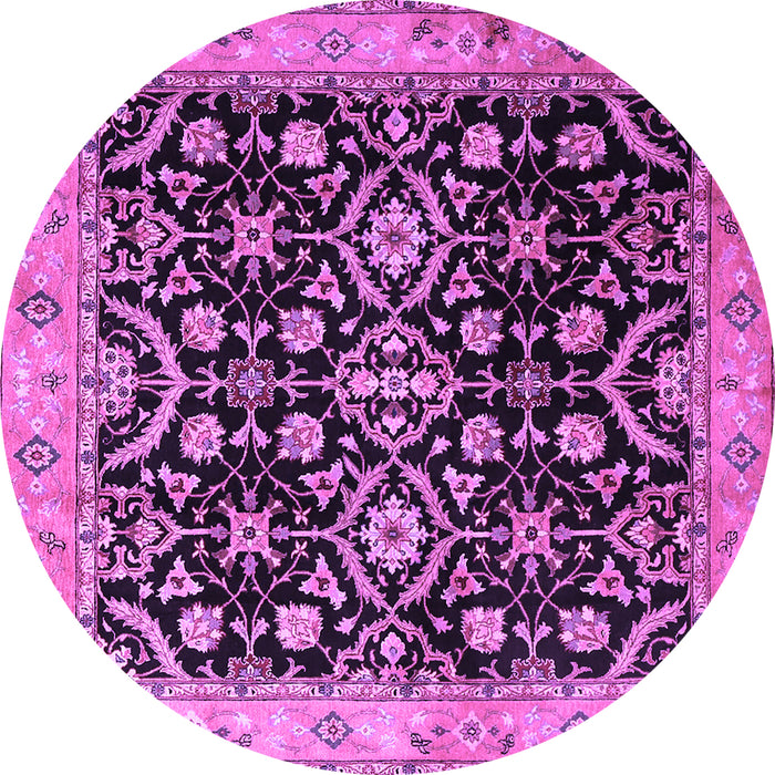 Round Persian Purple Traditional Rug, tr1837pur