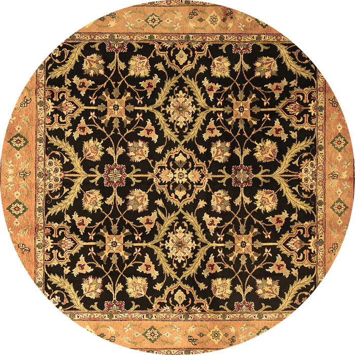 Round Persian Brown Traditional Rug, tr1837brn