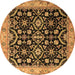 Round Persian Brown Traditional Rug, tr1837brn