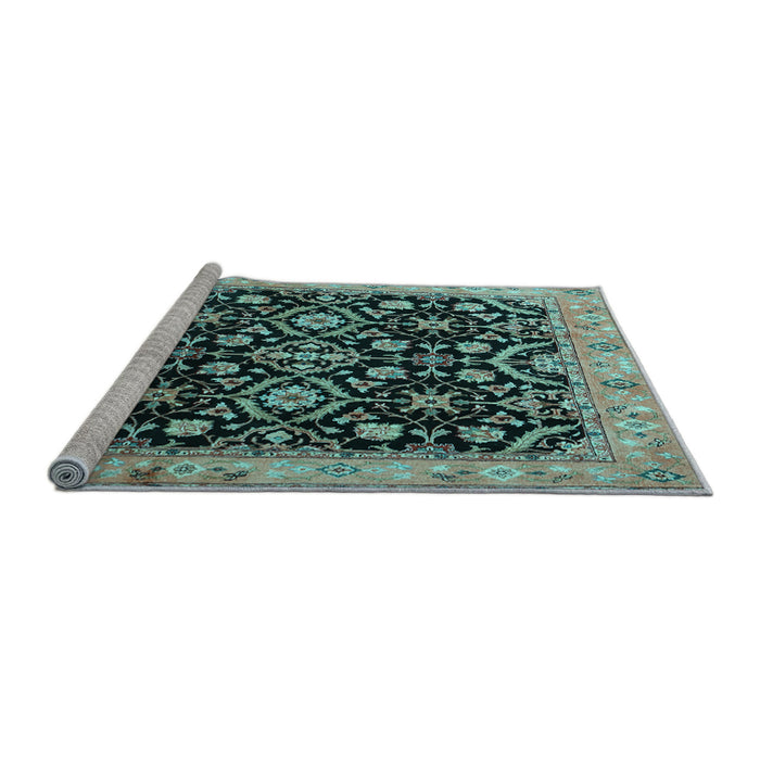 Sideview of Machine Washable Persian Light Blue Traditional Rug, wshtr1837lblu