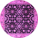 Round Machine Washable Persian Purple Traditional Area Rugs, wshtr1837pur