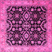 Square Machine Washable Persian Pink Traditional Rug, wshtr1837pnk