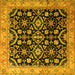 Square Machine Washable Persian Yellow Traditional Rug, wshtr1837yw